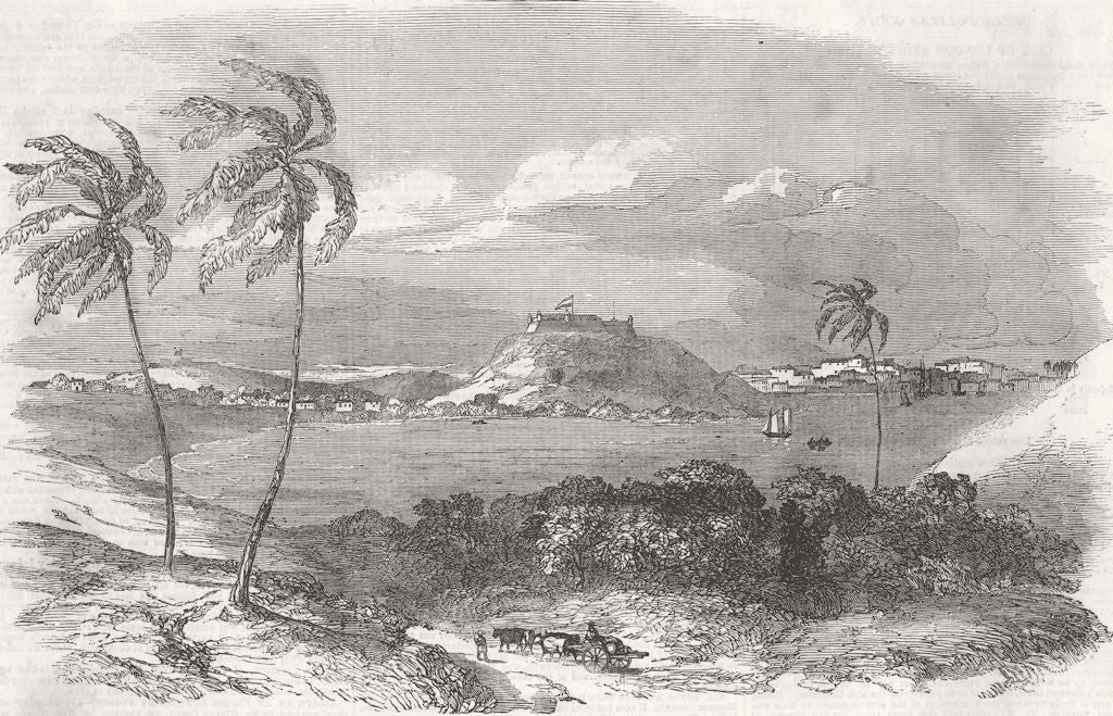 CUBA. Havana-harbour-Ft of Atares 1851 old antique vintage print picture